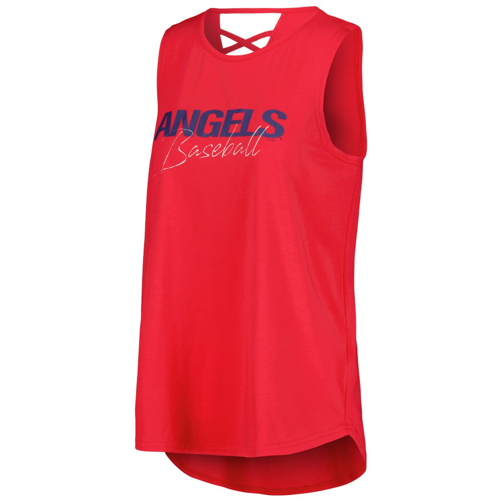 Los Angeles Angels DKNY Sport Women's Claire Fashion Tri-Blend Tank Top - Red Tanks