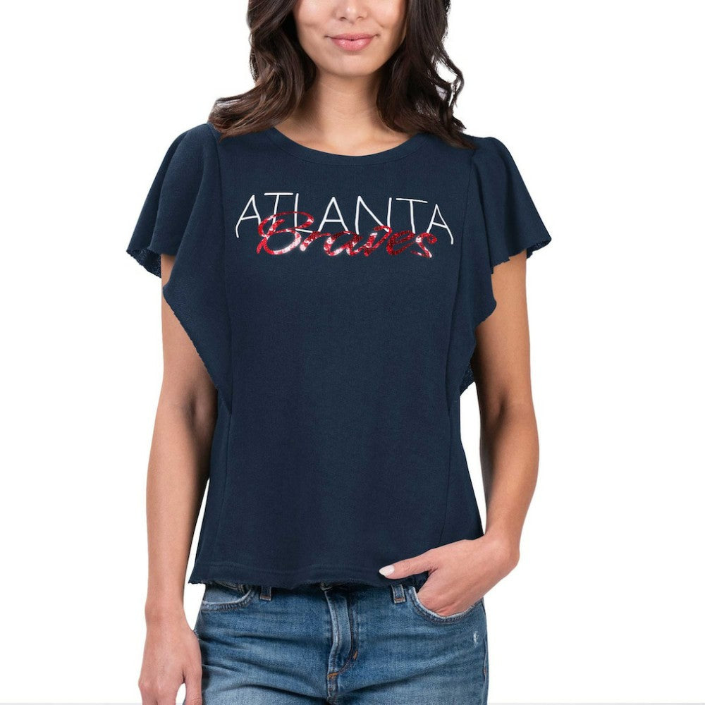 Atlanta Braves G-III 4Her by Carl Banks Women's Crowd Wave T-Shirt - Navy T-shirts