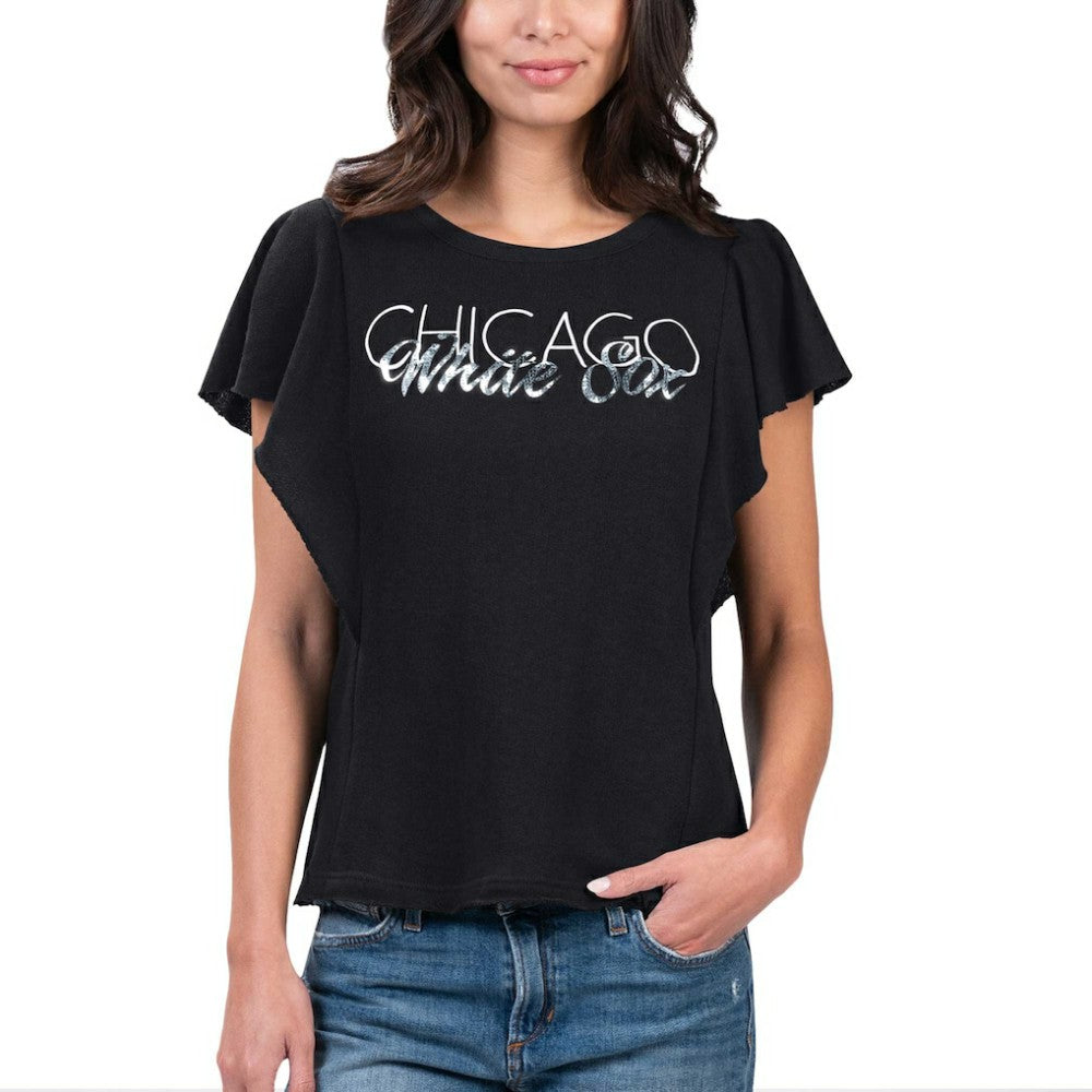 Chicago White Sox G-III 4Her by Carl Banks Women's Crowd Wave T-Shirt - Black T-shirts