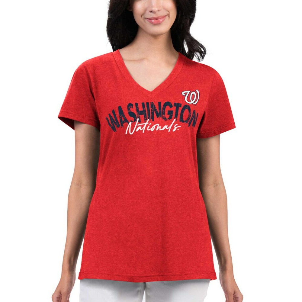 Washington Nationals G-III 4Her by Carl Banks Women's Key Move V-Neck T-Shirt - Red T-shirts