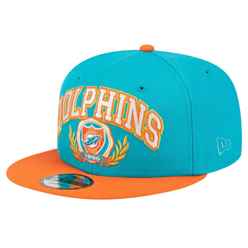 Miami Dolphins New Era Team Establish 9FIFTY Snapback Hat - Aqua/Orange Hats