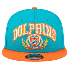 Miami Dolphins New Era Team Establish 9FIFTY Snapback Hat - Aqua/Orange Hats