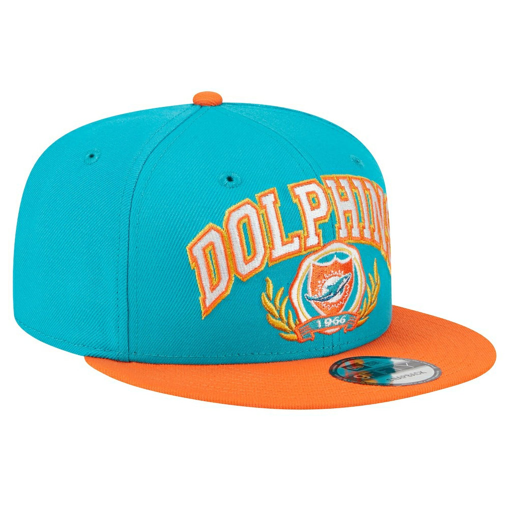 Miami Dolphins New Era Team Establish 9FIFTY Snapback Hat - Aqua/Orange Hats