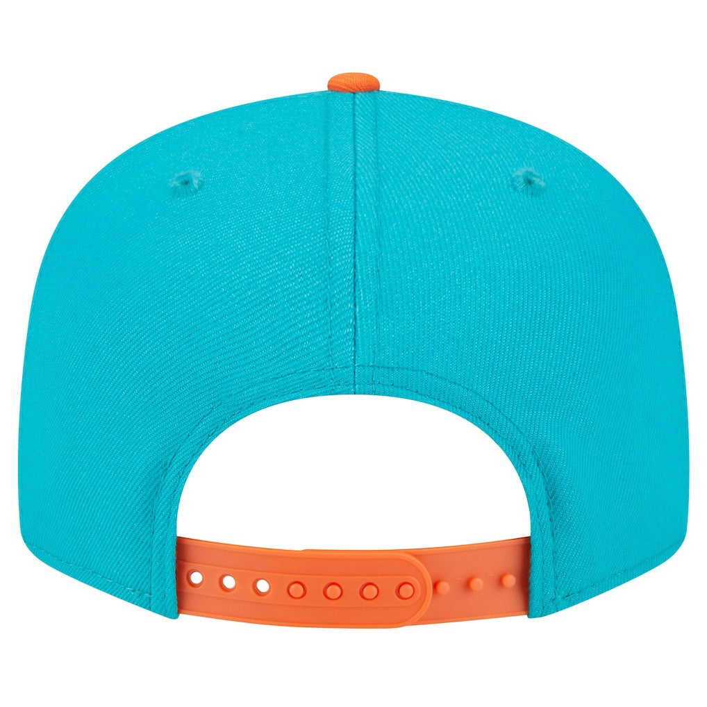 Miami Dolphins New Era Team Establish 9FIFTY Snapback Hat - Aqua/Orange Hats