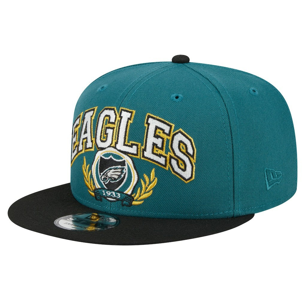 Philadelphia Eagles New Era Team Establish 9FIFTY Snapback Hat - Midnight Green/Black Hats