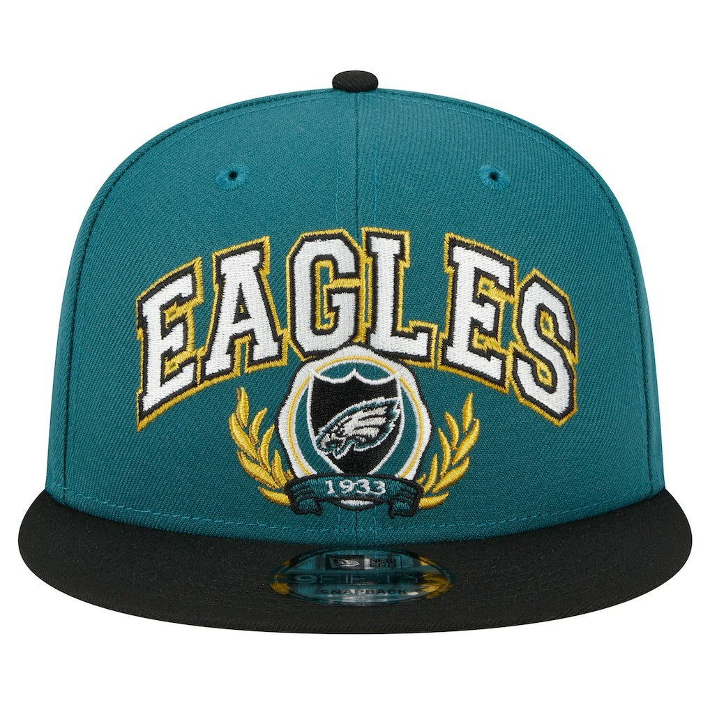Philadelphia Eagles New Era Team Establish 9FIFTY Snapback Hat - Midnight Green/Black Hats