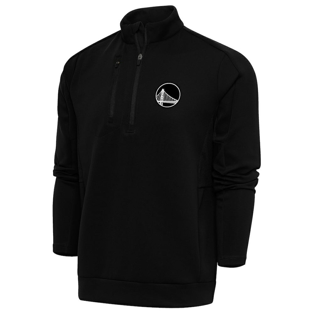 Golden State Warriors Antigua Metallic Logo Generation Quarter-Zip Top Black