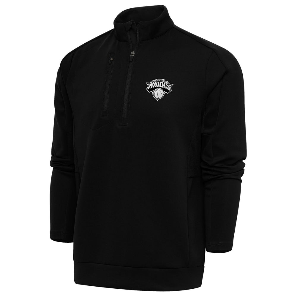 New York Knicks Antigua Metallic Logo Generation Quarter-Zip Top Black - New Era