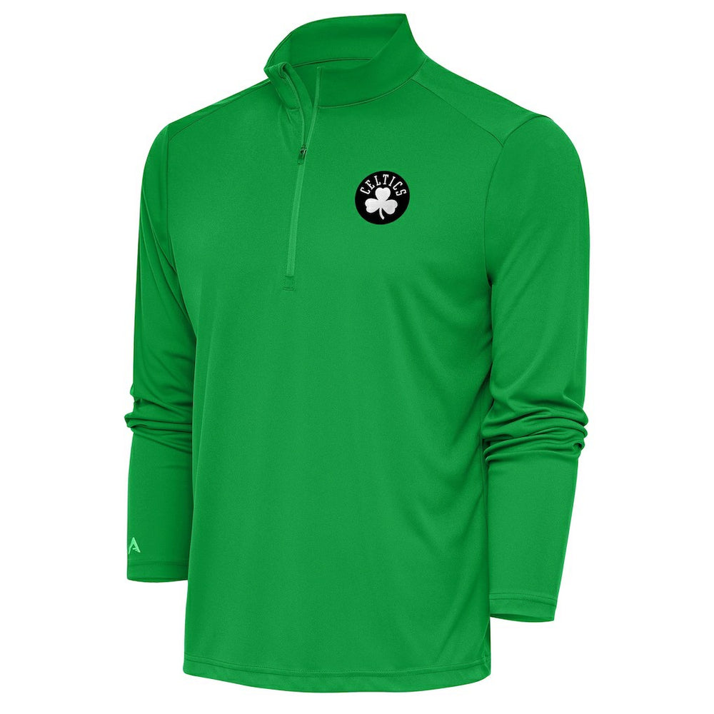 Boston Celtics Antigua Metallic Logo Tribute Quarter-Zip Top Kelly Green