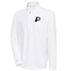Indiana Pacers Antigua Metallic Logo Tribute Quarter-Zip Top White