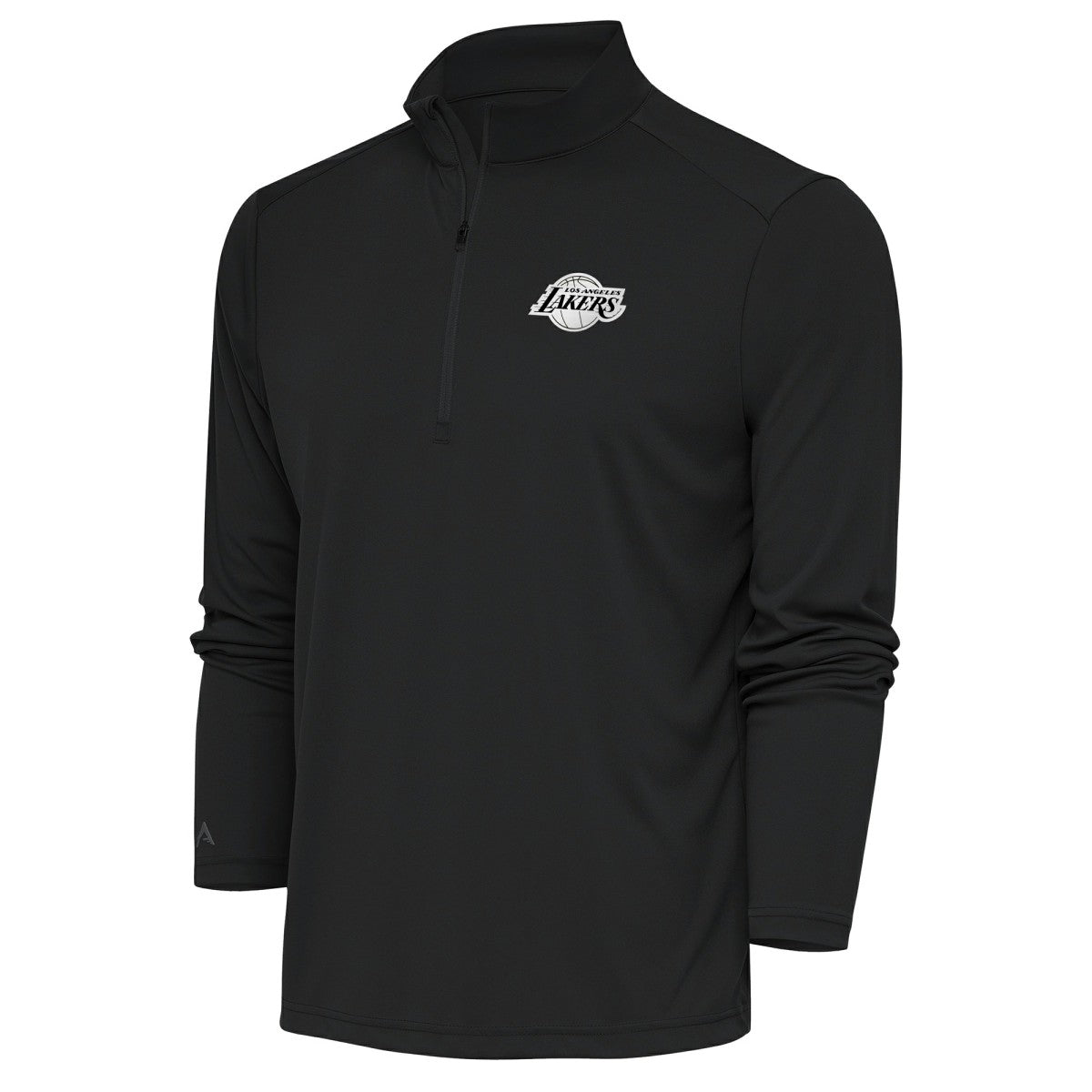 Los Angeles Lakers Antigua Metallic Logo Tribute Quarter-Zip Top Charcoal