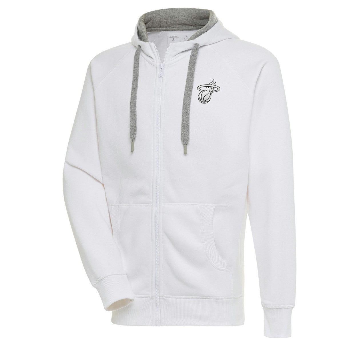 Miami Heat Antigua Metallic Logo Victory Raglan Full-Zip Hoodie White