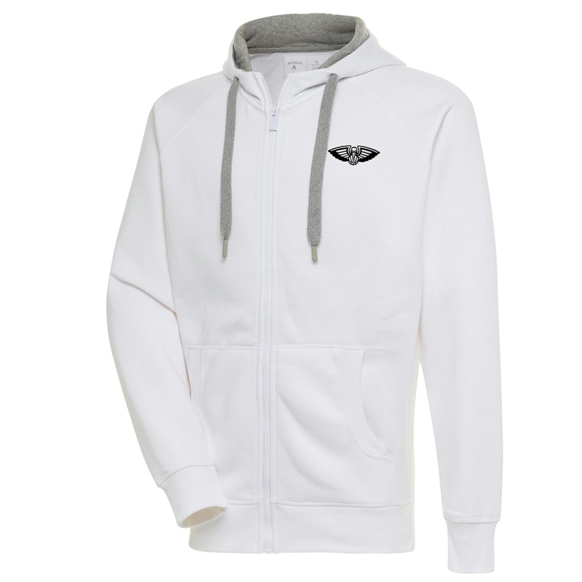 New Orleans Pelicans Antigua Metallic Logo Victory Raglan Full-Zip Hoodie White