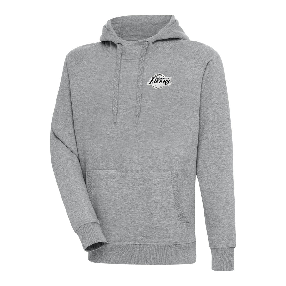 Los Angeles Lakers Antigua Metallic Logo Victory Raglan Pullover Hoodie Heather Gray outlet