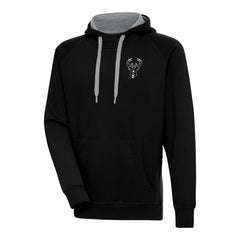 Milwaukee Bucks Antigua Metallic Logo Victory Raglan Pullover Hoodie Black