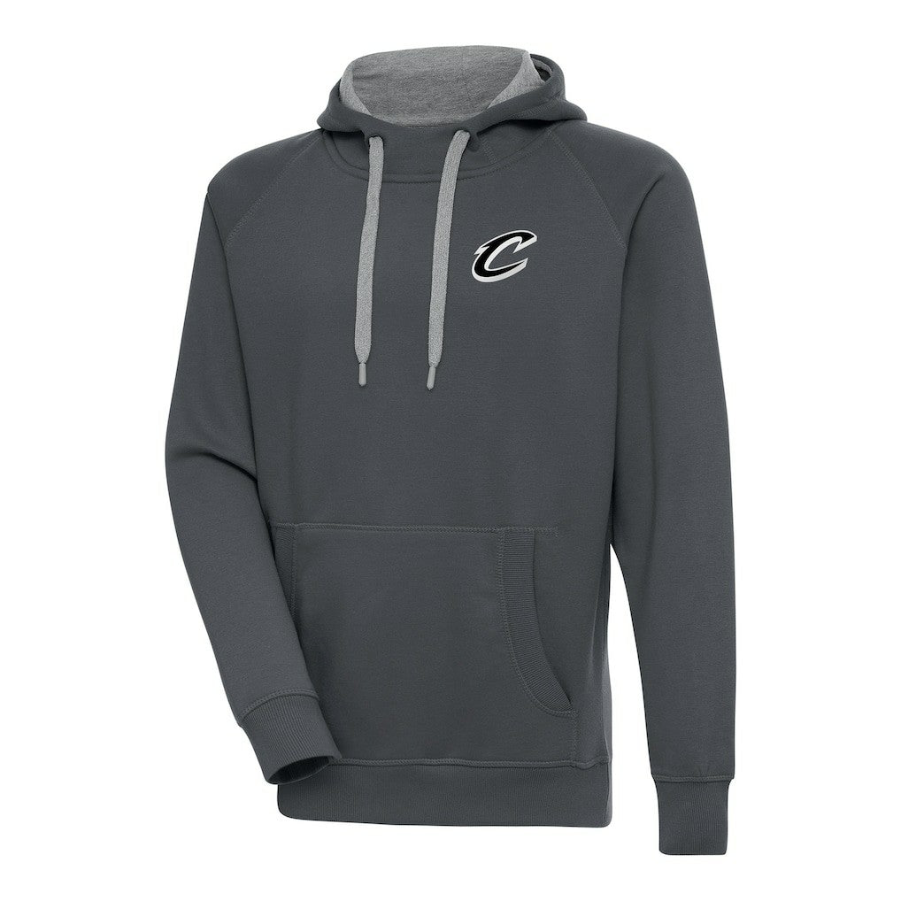 Cleveland Cavaliers Antigua Metallic Logo Victory Raglan Pullover Hoodie Charcoal