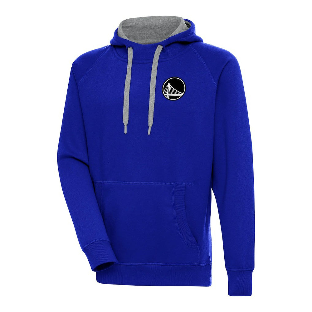 Golden State Warriors Antigua Metallic Logo Victory Raglan Pullover Hoodie Royal