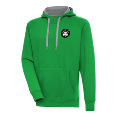 Boston Celtics Antigua Metallic Logo Victory Raglan Pullover Hoodie Kelly Green