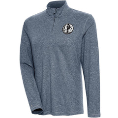 Dallas Mavericks Antigua Women's Brushed Metallic Comfort Quarter-Zip Pullover Top - Heather Navy