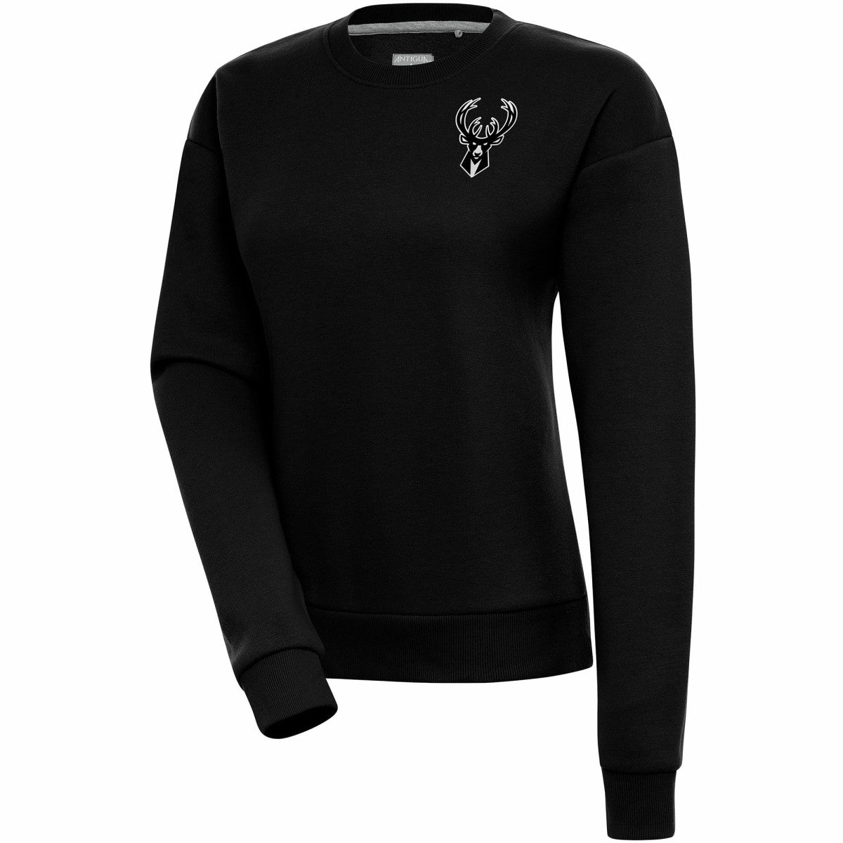 Milwaukee Bucks Antigua Women's Brushed Metallic Victory Pullover Sweatshirt - Black