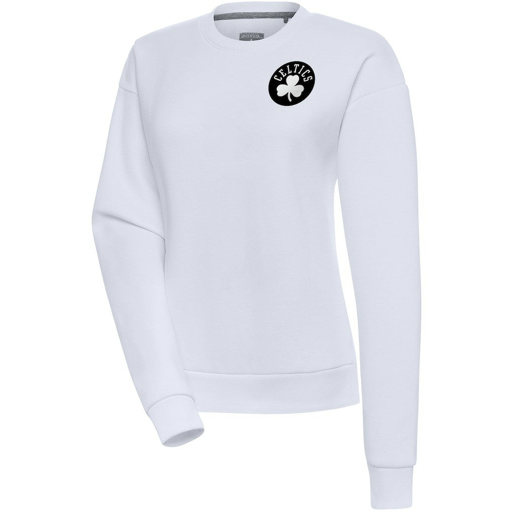 Boston Celtics Antigua Women's Brushed Metallic Victory Pullover Sweatshirt - White
