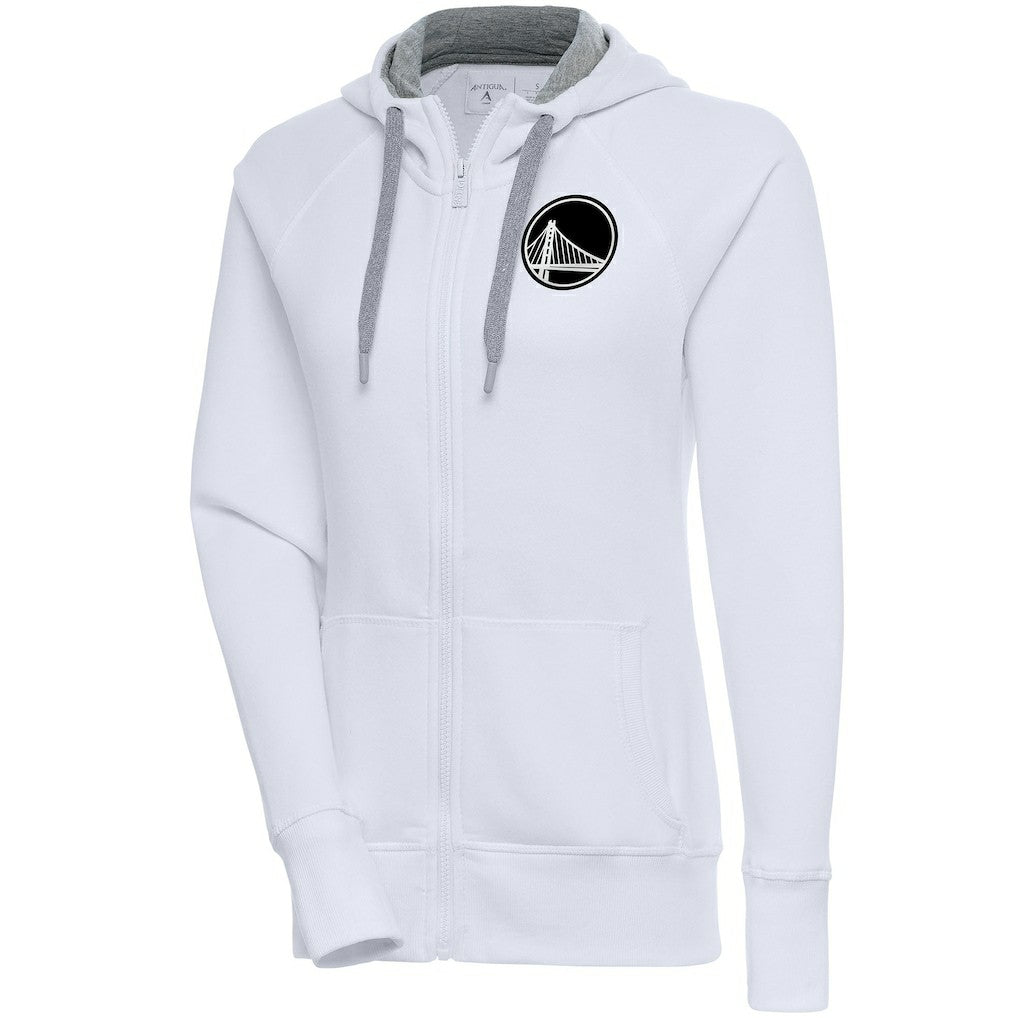 Golden State Warriors Antigua Women's Brushed Metallic Victory Full-Zip Hoodie - White