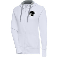 Golden State Warriors Antigua Women's Brushed Metallic Victory Full-Zip Hoodie - White