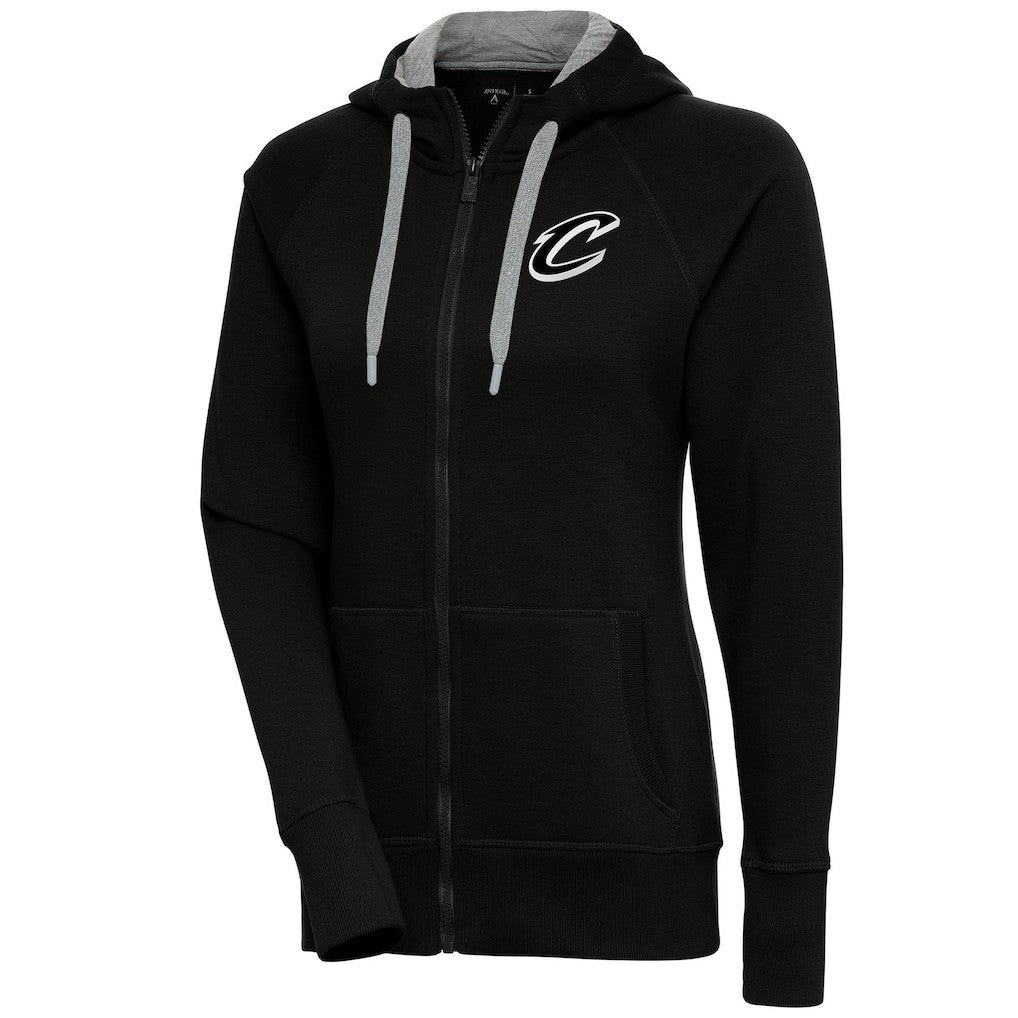 Cleveland Cavaliers Antigua Women's Brushed Metallic Victory Full-Zip Hoodie - Black