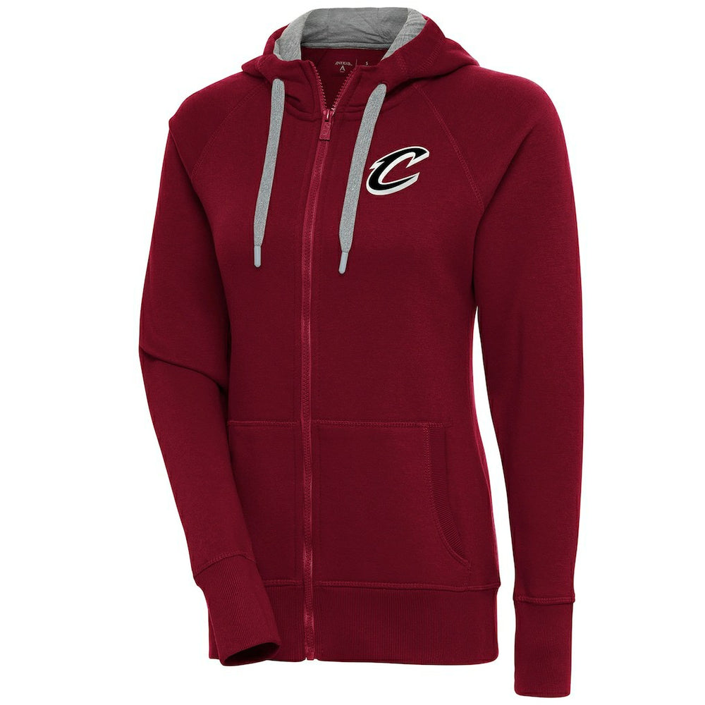 Cleveland Cavaliers Antigua Women's Brushed Metallic Victory Full-Zip Hoodie - Wine