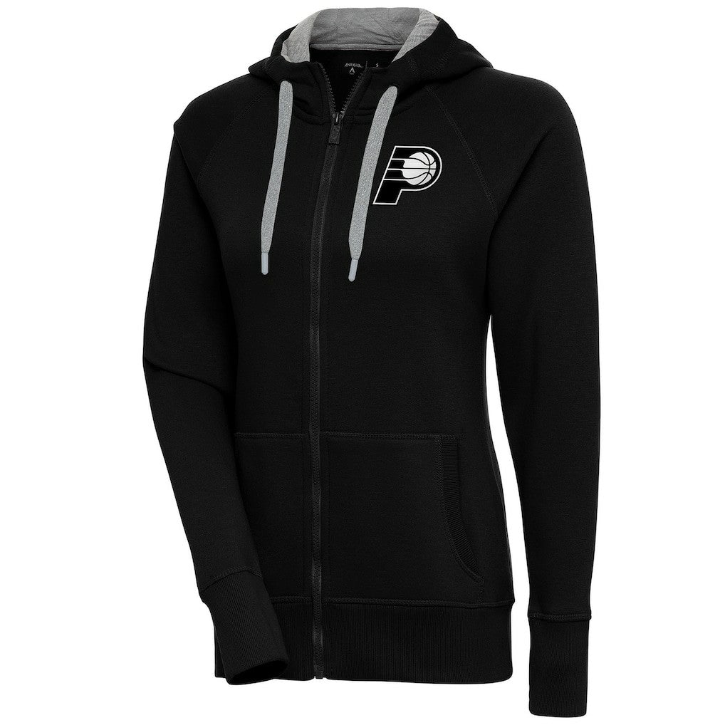 Indiana Pacers Antigua Women's Brushed Metallic Victory Full-Zip Hoodie - Black