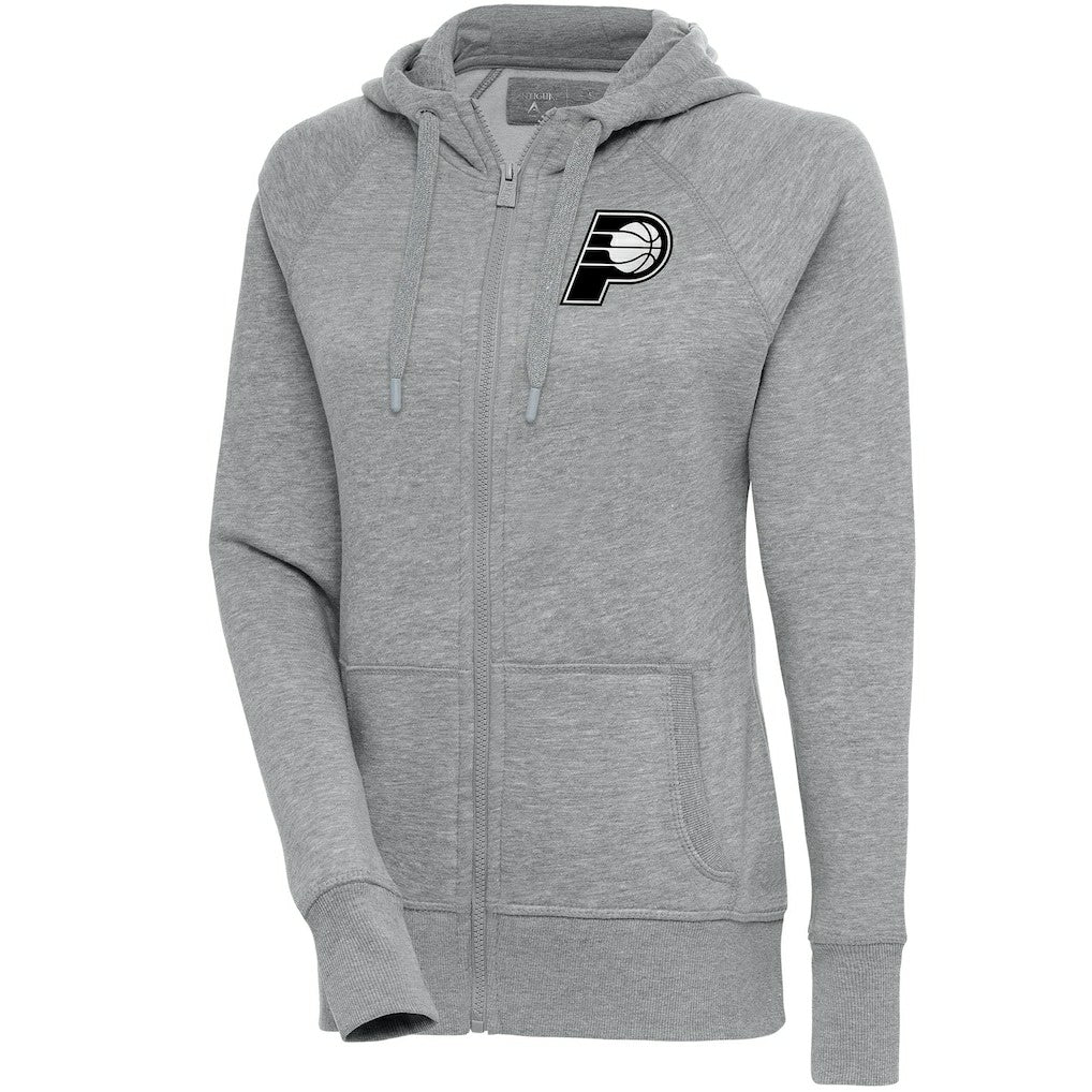Indiana Pacers Antigua Women's Brushed Metallic Victory Full-Zip Hoodie - Heather Gray