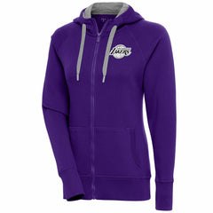 Los Angeles Lakers Antigua Women's Brushed Metallic Victory Full-Zip Hoodie - Purple