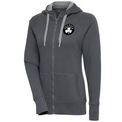 Boston Celtics Antigua Women's Brushed Metallic Victory Full-Zip Hoodie - Charcoal