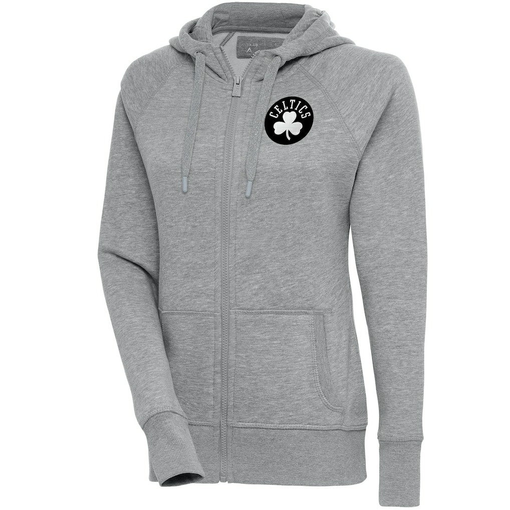 Boston Celtics Antigua Women's Brushed Metallic Victory Full-Zip Hoodie - Heather Gray outlet