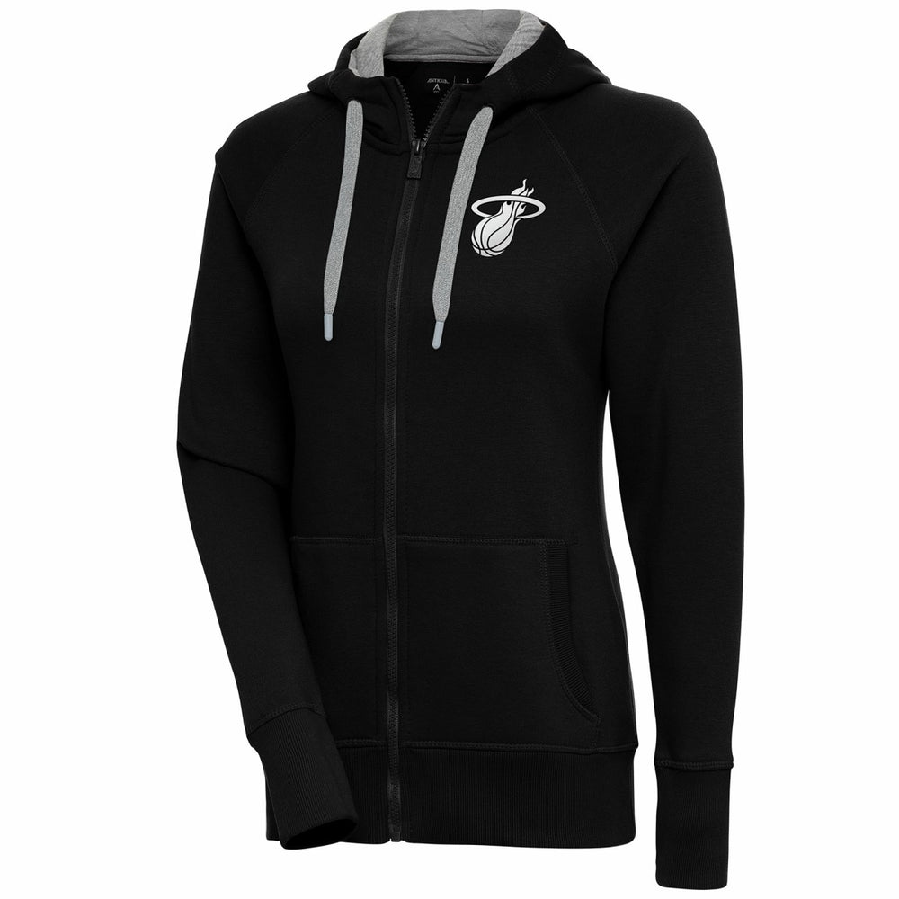 Miami Heat Antigua Women's Brushed Metallic Victory Full-Zip Hoodie - Black
