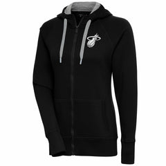Miami Heat Antigua Women's Brushed Metallic Victory Full-Zip Hoodie - Black