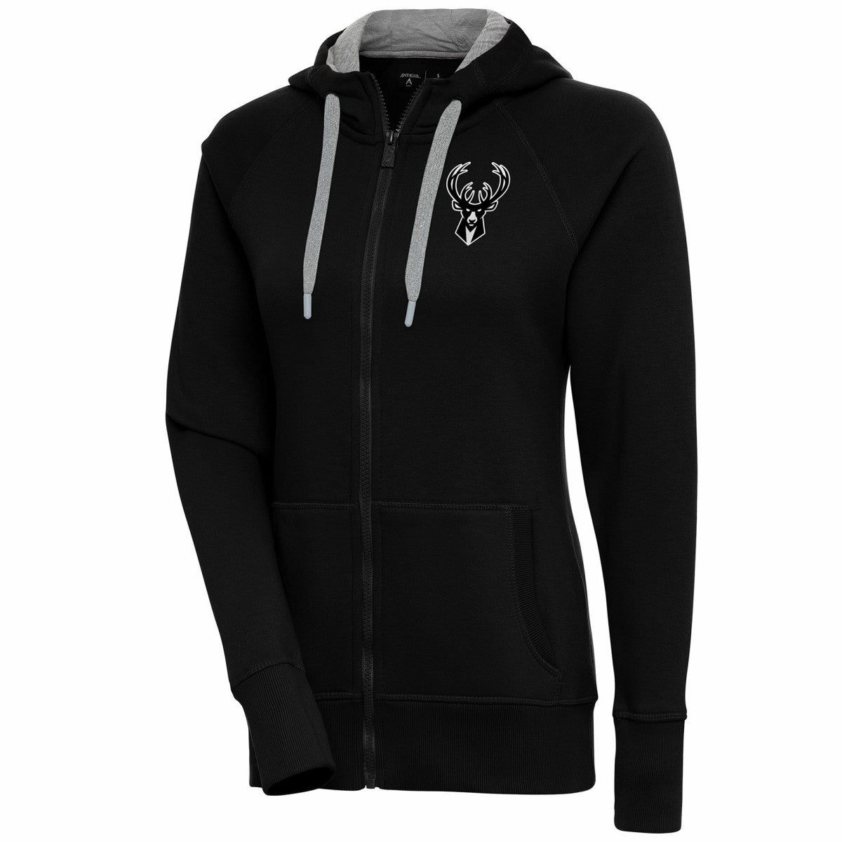 Milwaukee Bucks Antigua Women's Brushed Metallic Victory Full-Zip Hoodie - Black