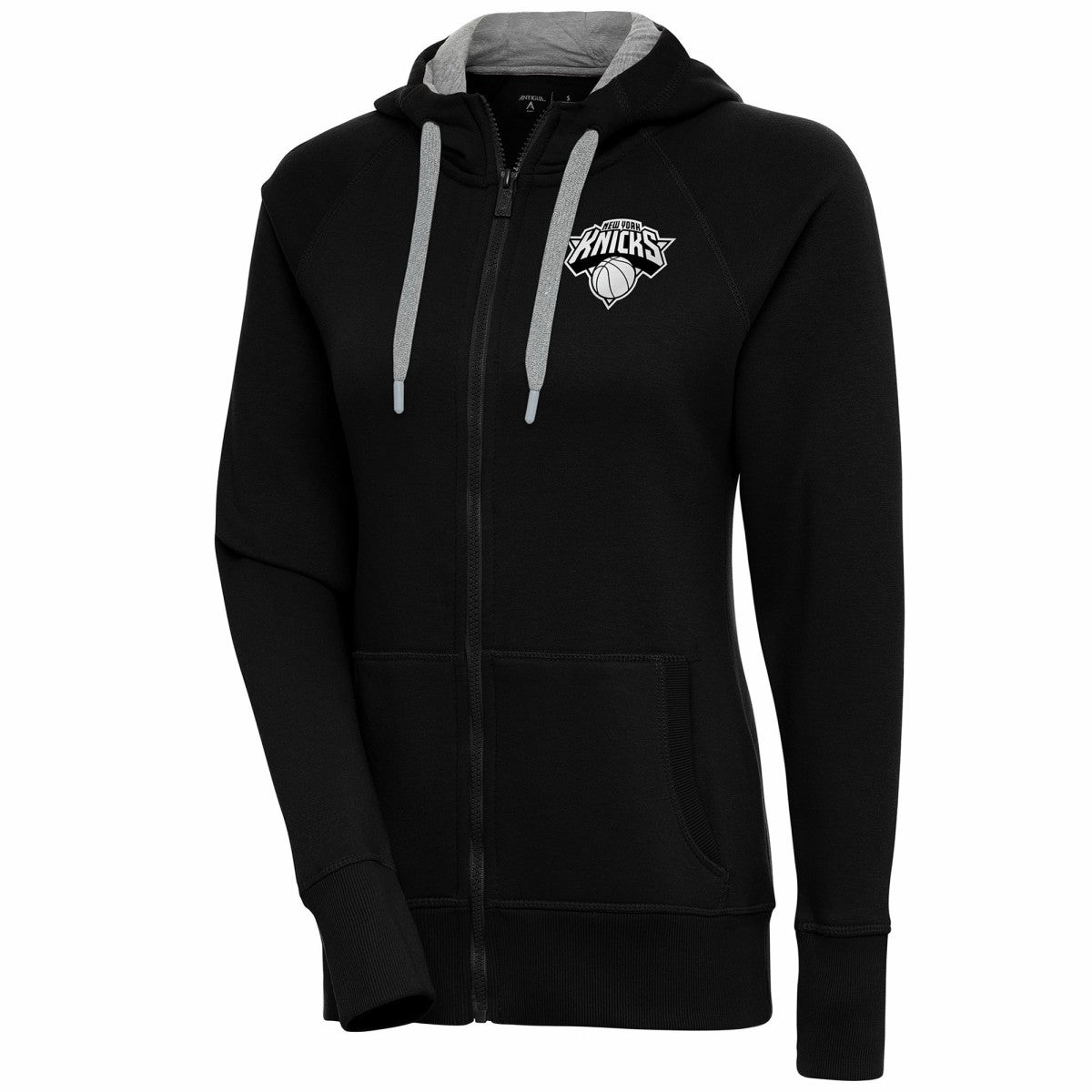New York Knicks Antigua Women's Brushed Metallic Victory Full-Zip Hoodie - Black outlet