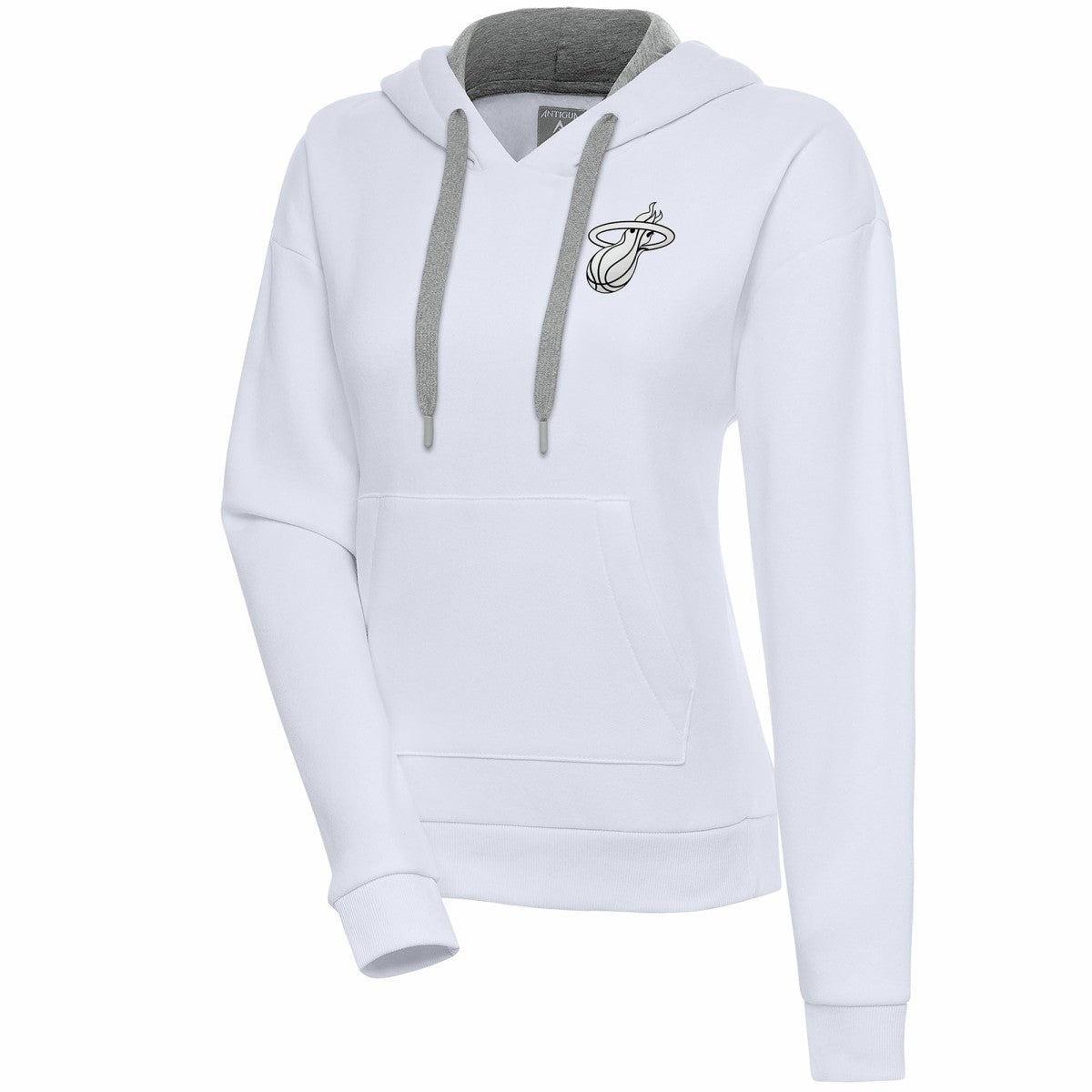 Miami Heat Antigua Women's Brushed Metallic Victory Pullover Hoodie - White