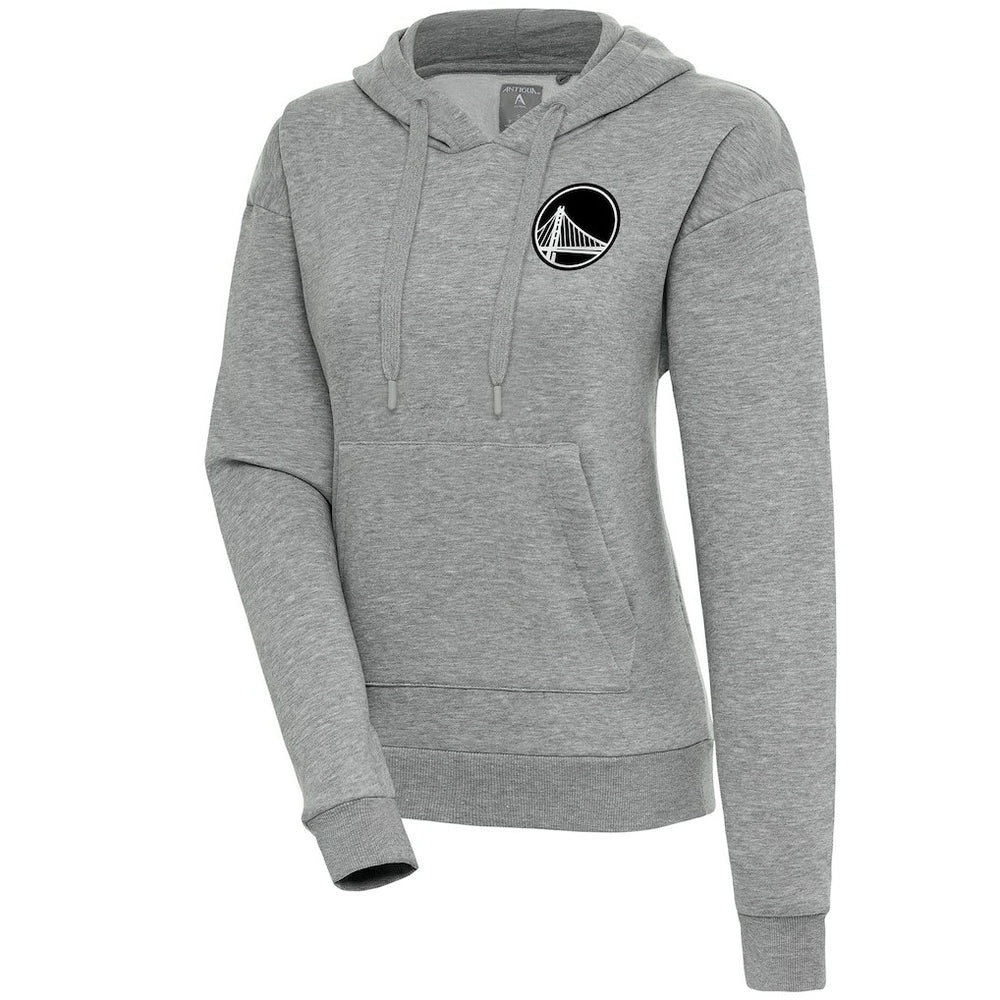 Golden State Warriors Antigua Women's Brushed Metallic Victory Pullover Hoodie - Heather Gray