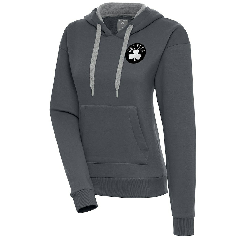 Boston Celtics Antigua Women's Brushed Metallic Victory Pullover Hoodie - Charcoal outlet