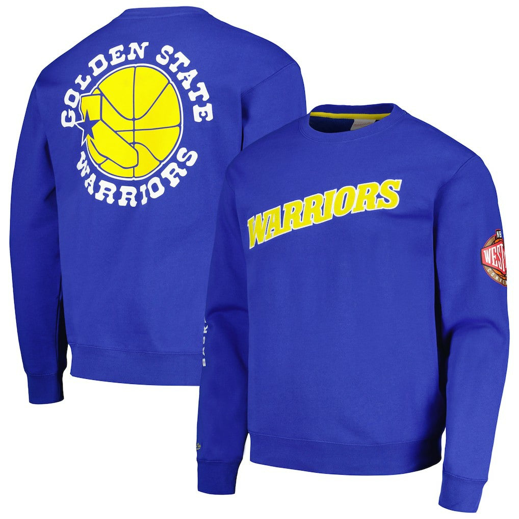 Golden State Warriors Hardwood Classics There and Back Pullover Sweatshirt Royal - Mitchell & Ness