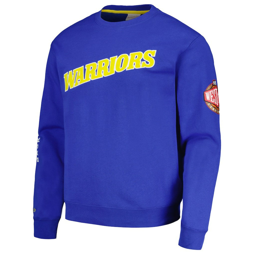 Golden State Warriors Hardwood Classics There and Back Pullover Sweatshirt Royal - Mitchell & Ness