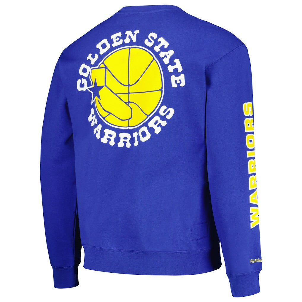 Golden State Warriors Hardwood Classics There and Back Pullover Sweatshirt Royal - Mitchell & Ness