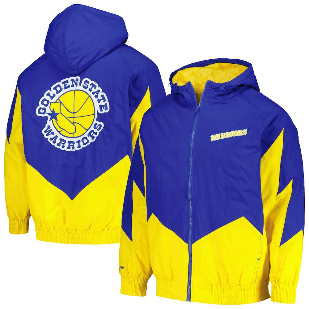 Golden State Warriors Hardwood Classics Retro Quilted Raglan Full-Zip Hoodie Royal - Mitchell & Ness