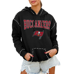 Tampa Bay Buccaneers Gameday Couture Women's Oversized Catch the Vibe Studded Pullover Hoodie - Black Hoodies