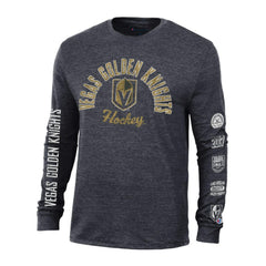 Vegas Golden Knights Champion Multi-Logo Tri-Blend Long Sleeve T-Shirt - Black | US 200838098