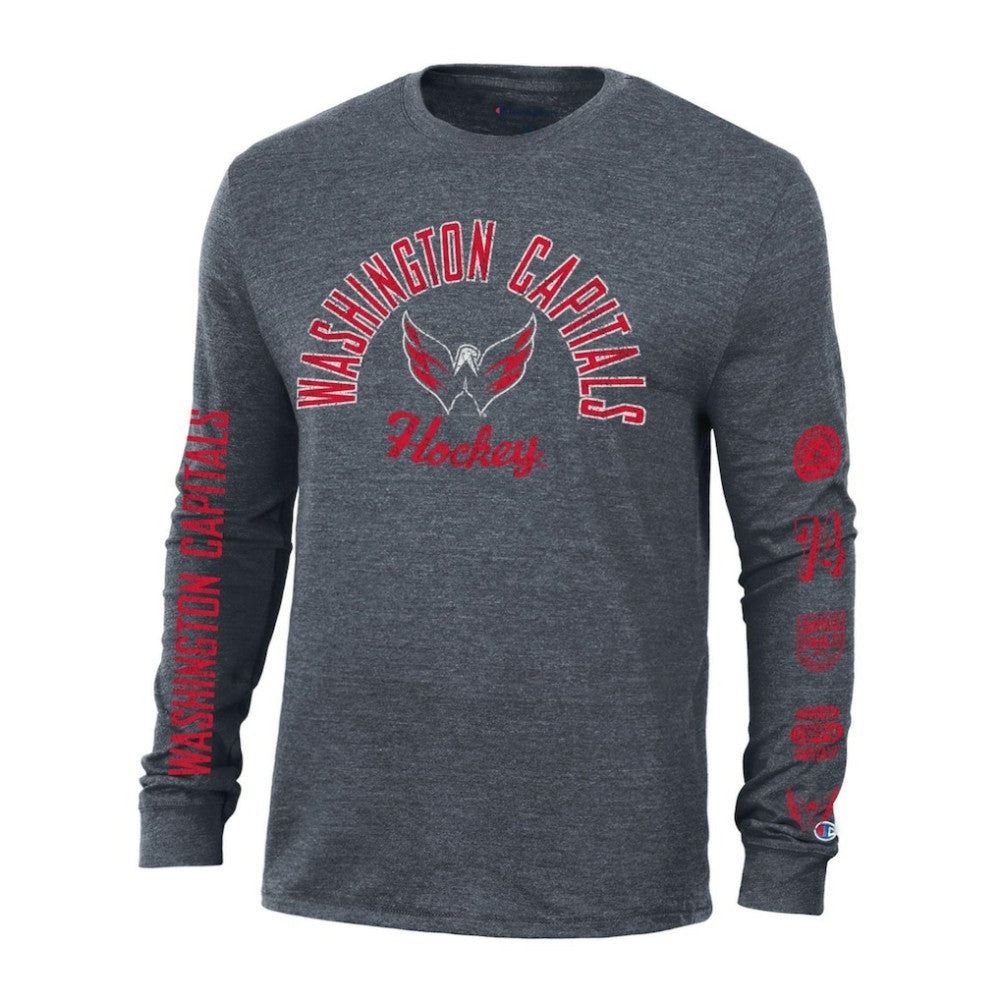 Washington Capitals Champion Multi-Logo Tri-Blend Long Sleeve T-Shirt - Heather Navy | US 200838105