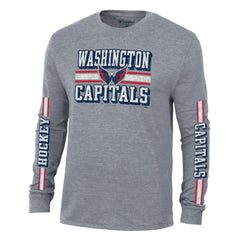 Washington Capitals Champion Tri-Blend Dual-Stripe Long Sleeve T-Shirt - Heather Gray | US 200838121