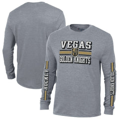 Vegas Golden Knights Champion Tri-Blend Dual-Stripe Long Sleeve T-Shirt - Heather Gray | US 200838124